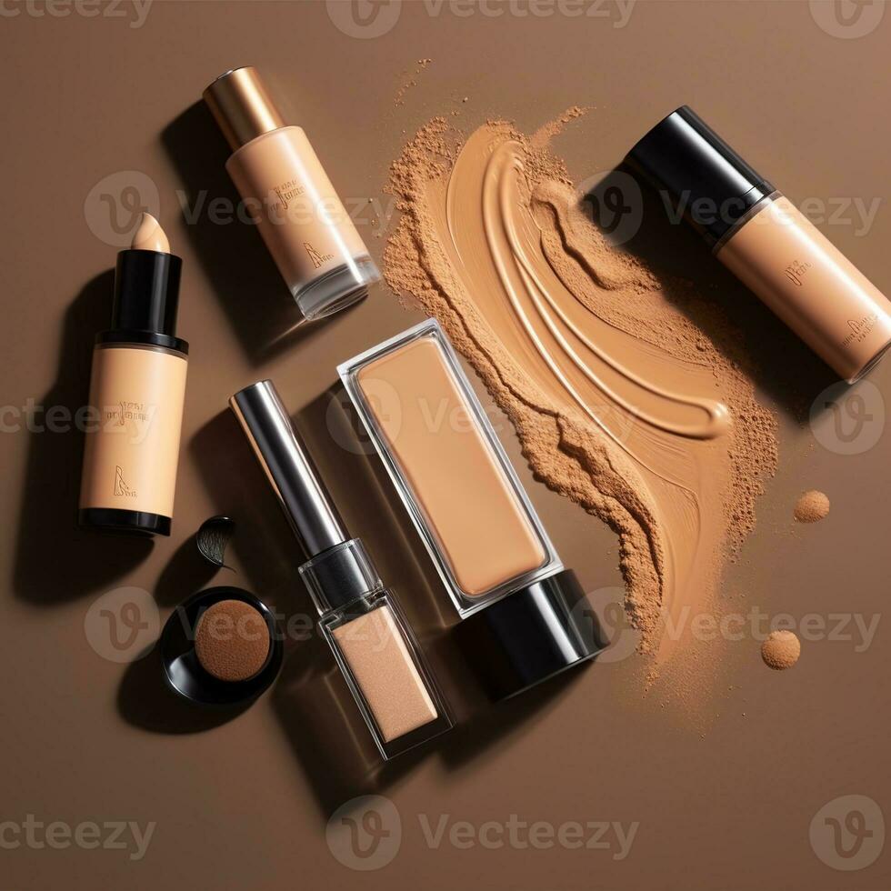 View of make up foundation products High resolution. AI Generated photo