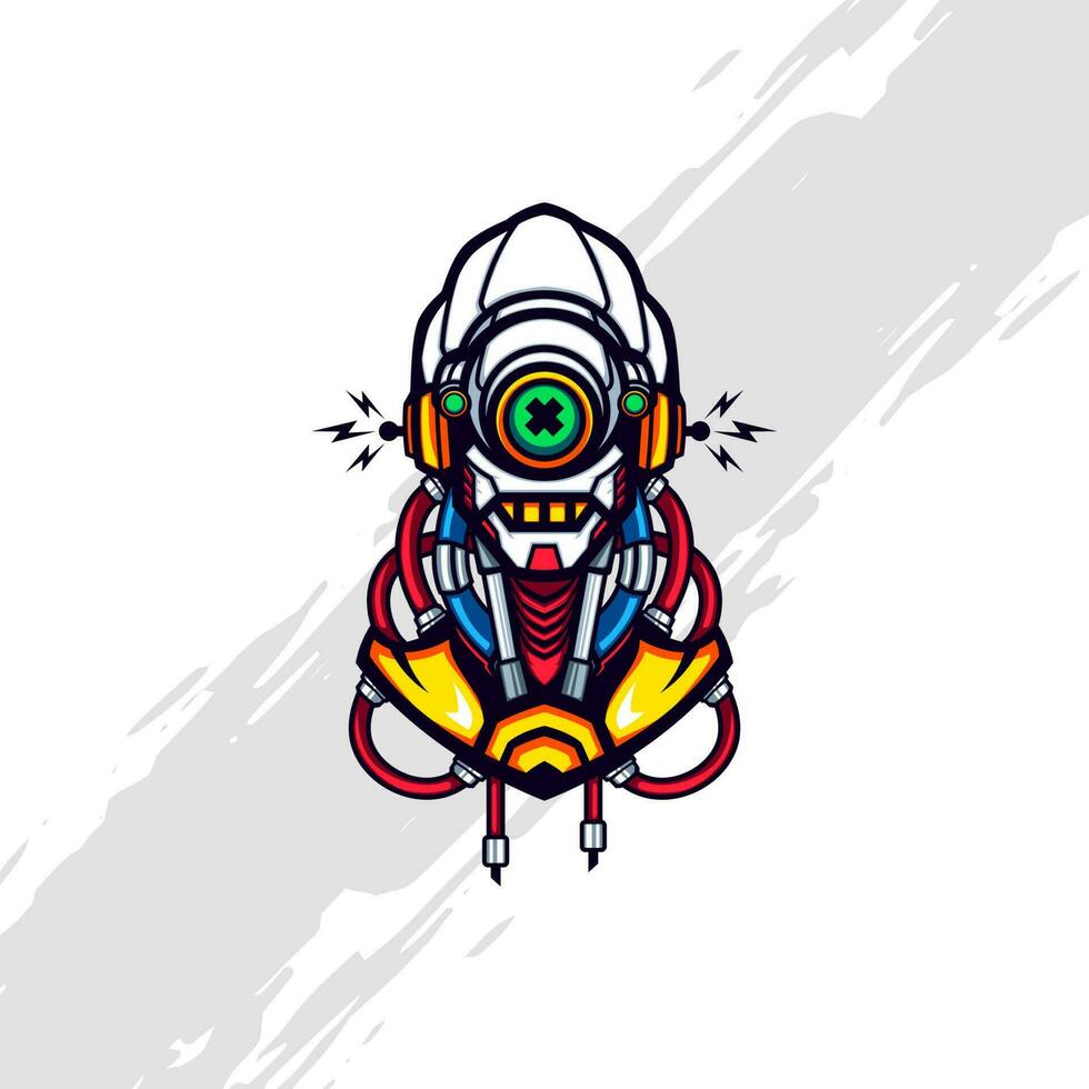 Cyberpunk One Eyed Robot vector