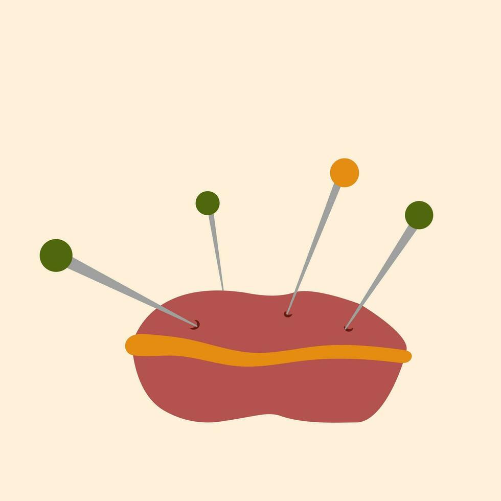 Pin cushion icon. Flat color design. Vector illustration.