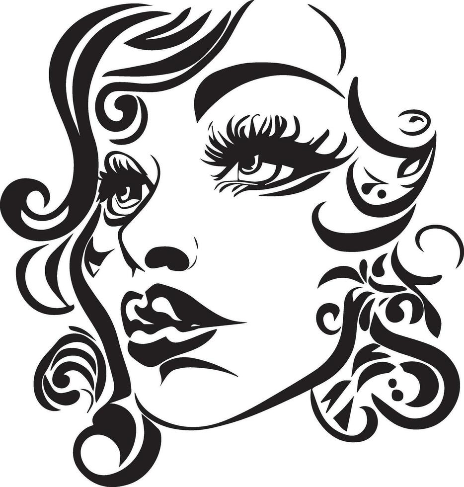 Beautiful women face vector tattoo design illustration