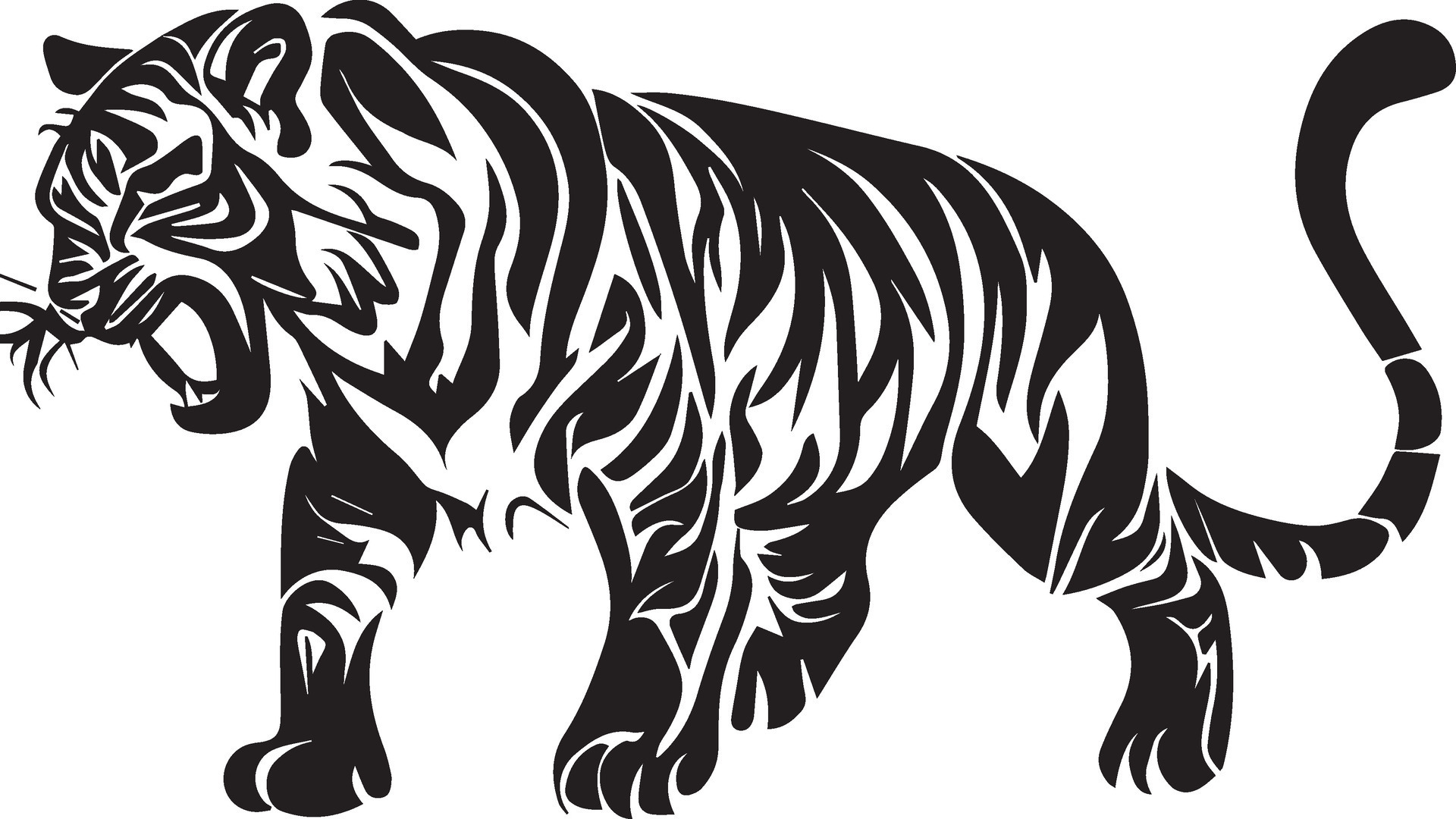 Vector Illustration Depicting a Tiger. Line Silhouette, Black and White,  Color. Stock Illustration - Illustration of roaring, monochrome: 76409599