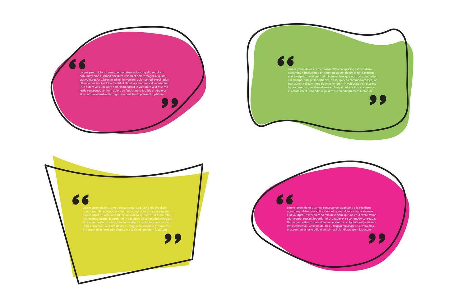 vector curve shape quotes template in four colors