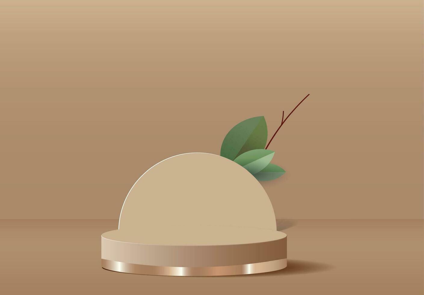 Sophisticated Beauty Display Beige Podium Platform Stand with Entrance Door Backdrop - 3D Realistic Rendering vector
