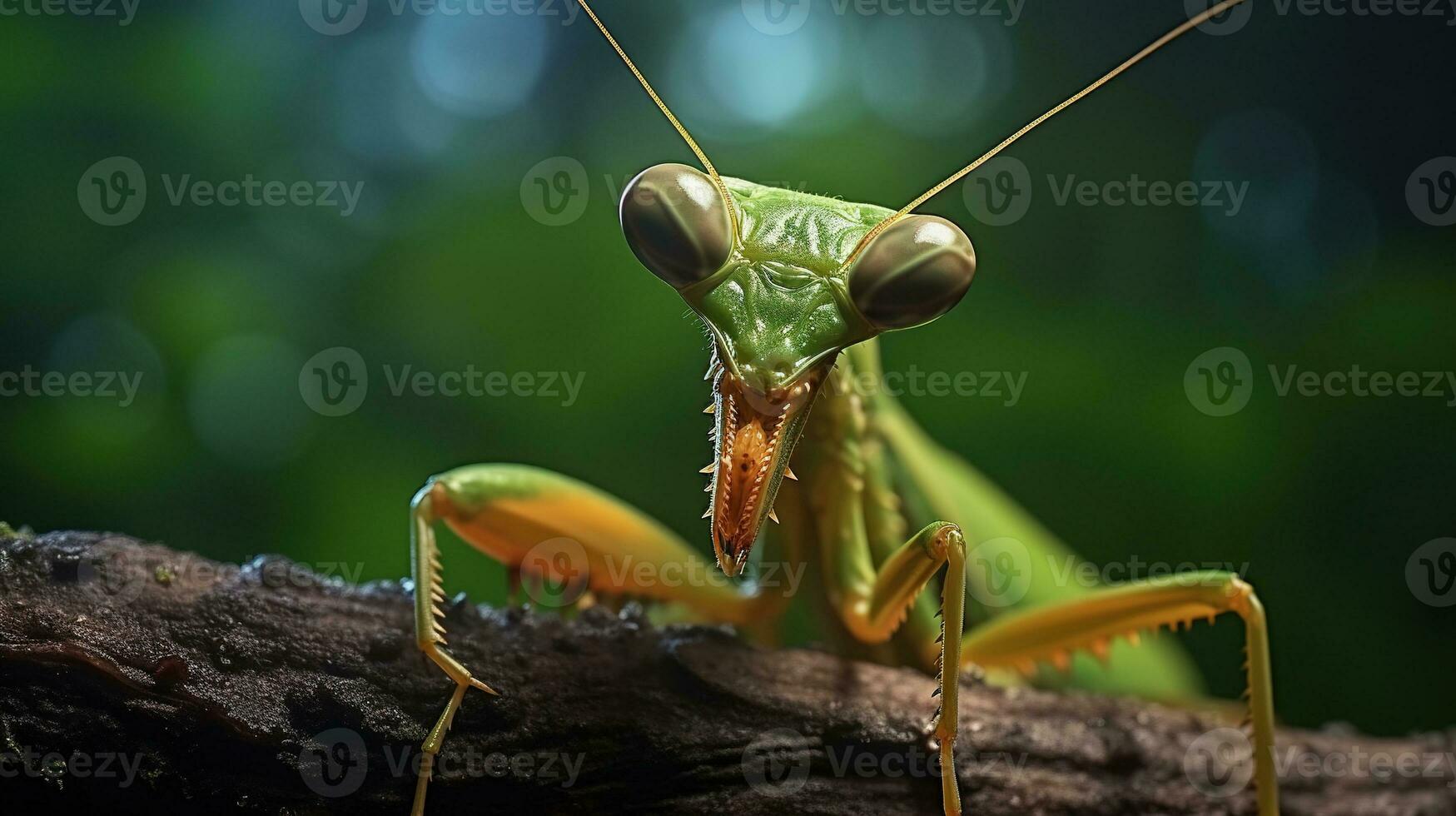 Praying mantis on leaf. European Mantis religiosa or Praying Mantis. AI Genereated photo