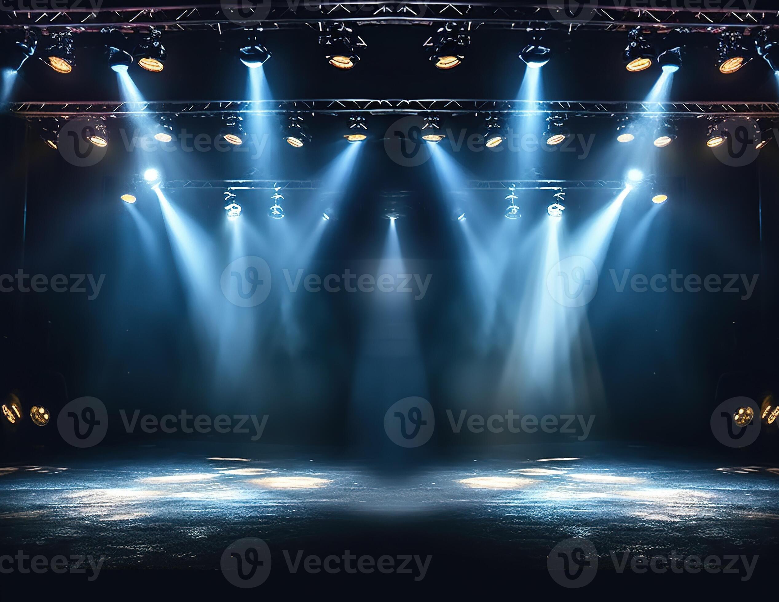 Lights on stage. Spotlight shines on the stage. Spot lighting on the