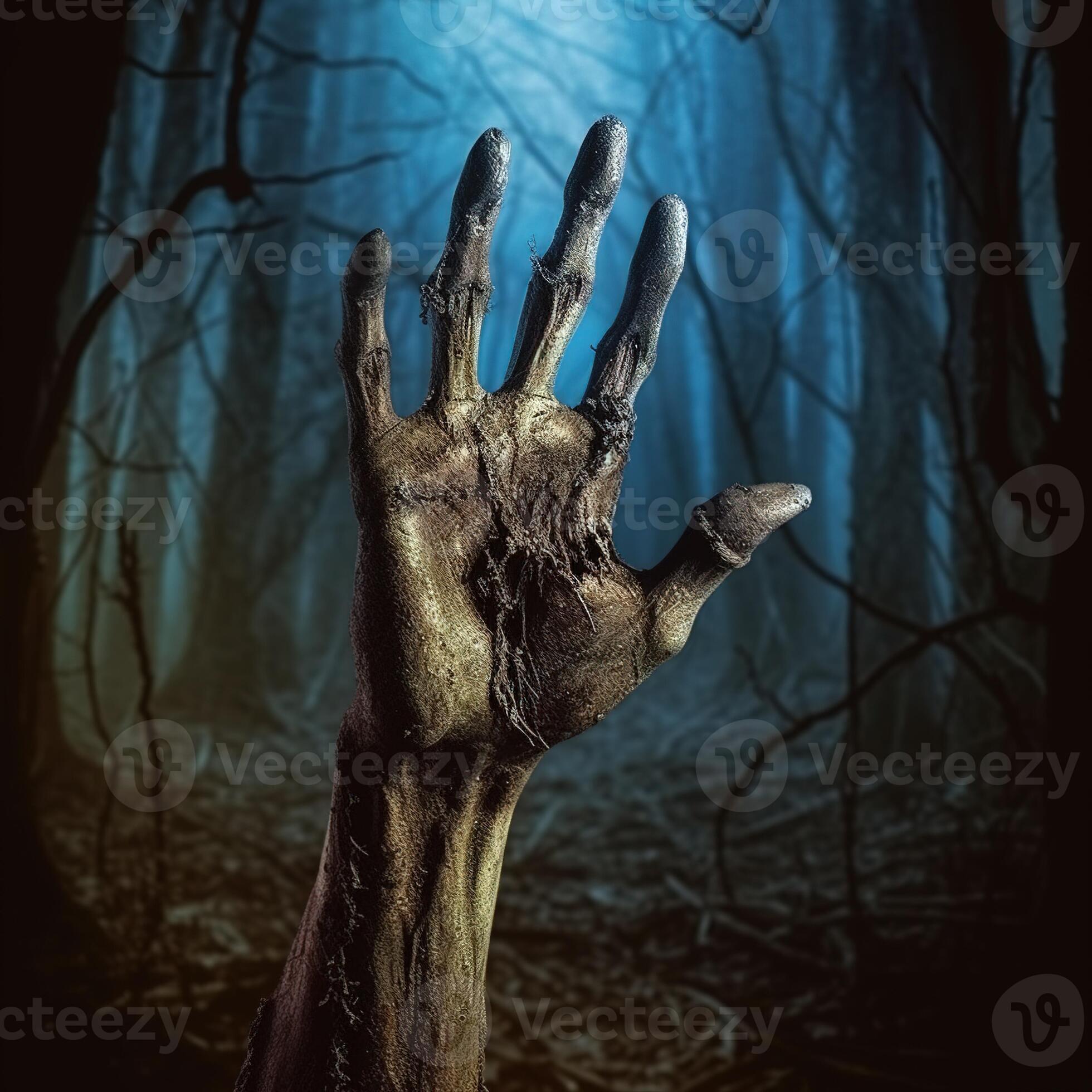 Premium AI Image  Halloween wallpaper with zombie hand