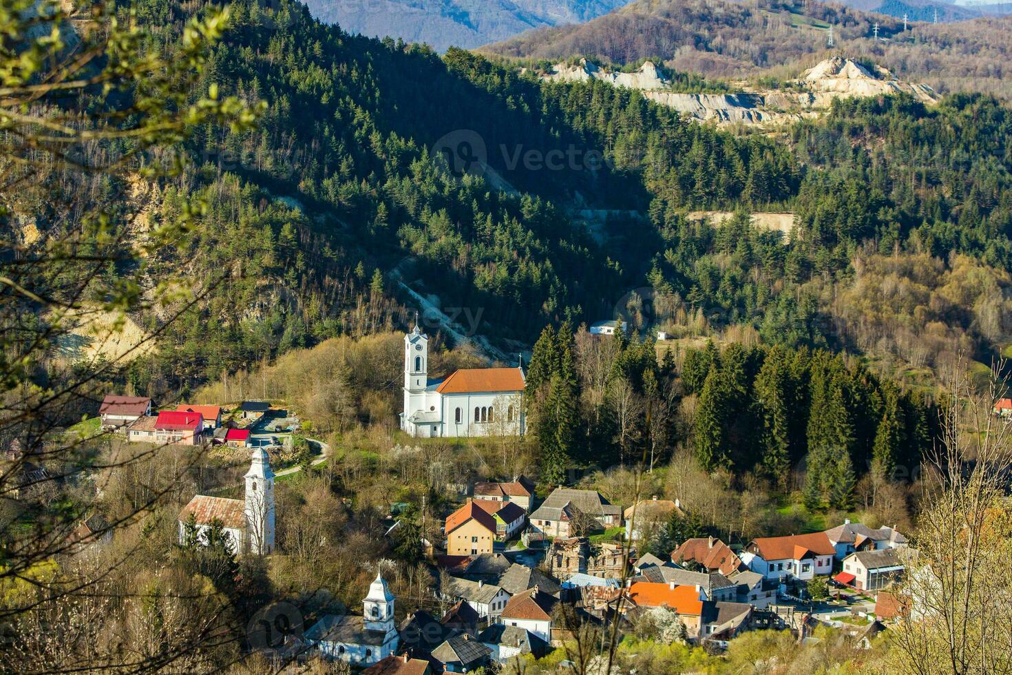 Rosia Montana, a beautiful old village in Transylvania. The first mining town in Romania that started extracting gold, iron, copper. photo