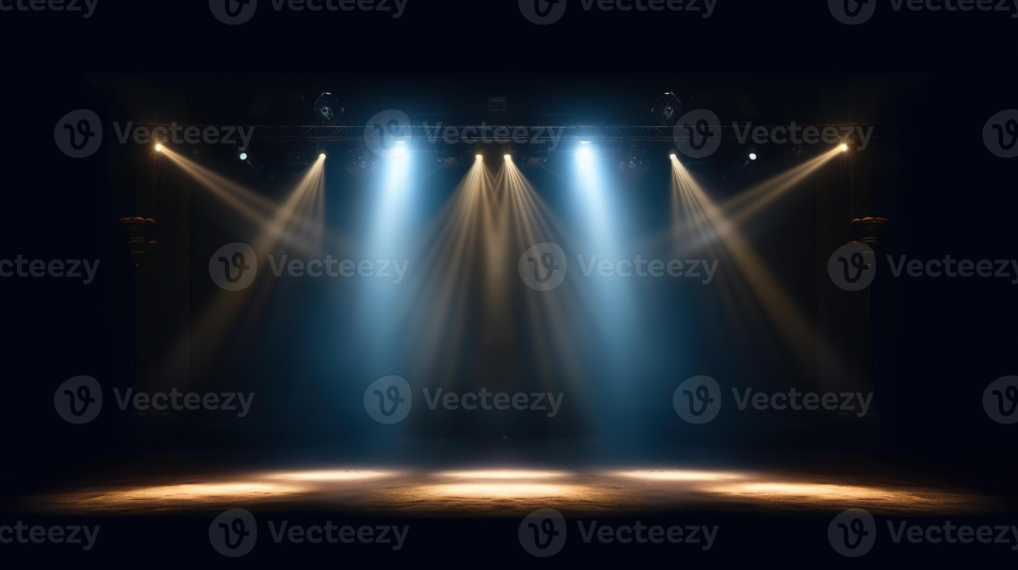 Lights on stage. Spotlight shines on the stage. Spot lighting on the