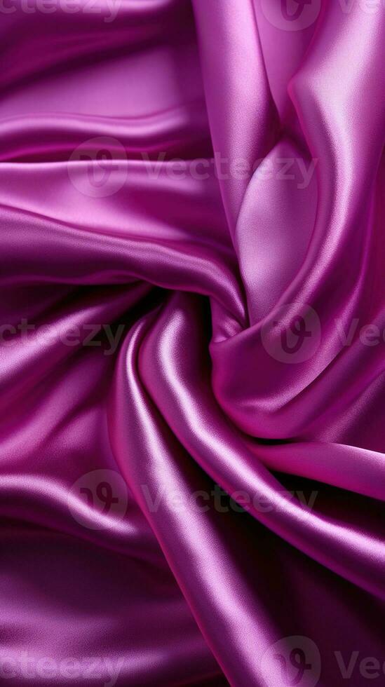 Purple silk background. Texture of crumpled satin fabric color of the year. AI Generated photo