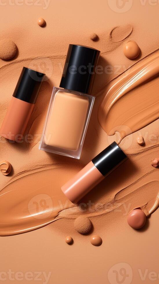 View of make up foundation products High resolution. AI Generated photo