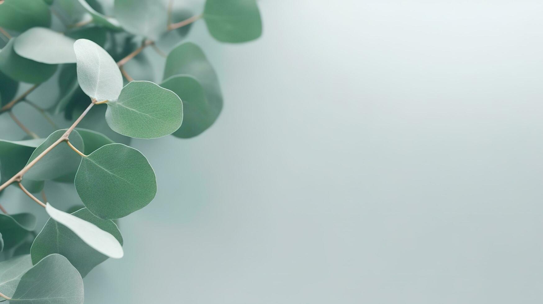 hojas en un pared. plano lat de eucalipto verde sucursales. ai generado foto