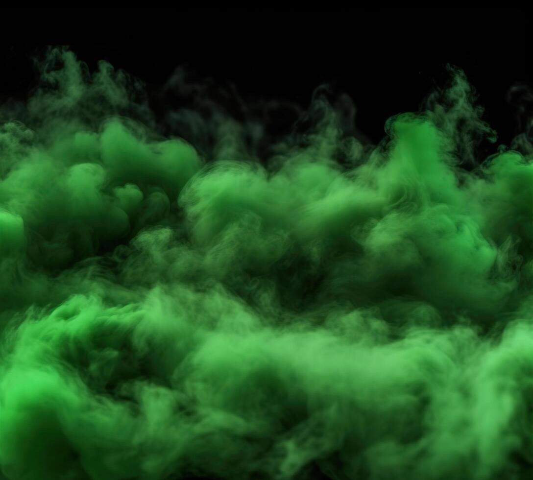 Smoke background. Green smog or fog spreads on ground. AI Generated photo