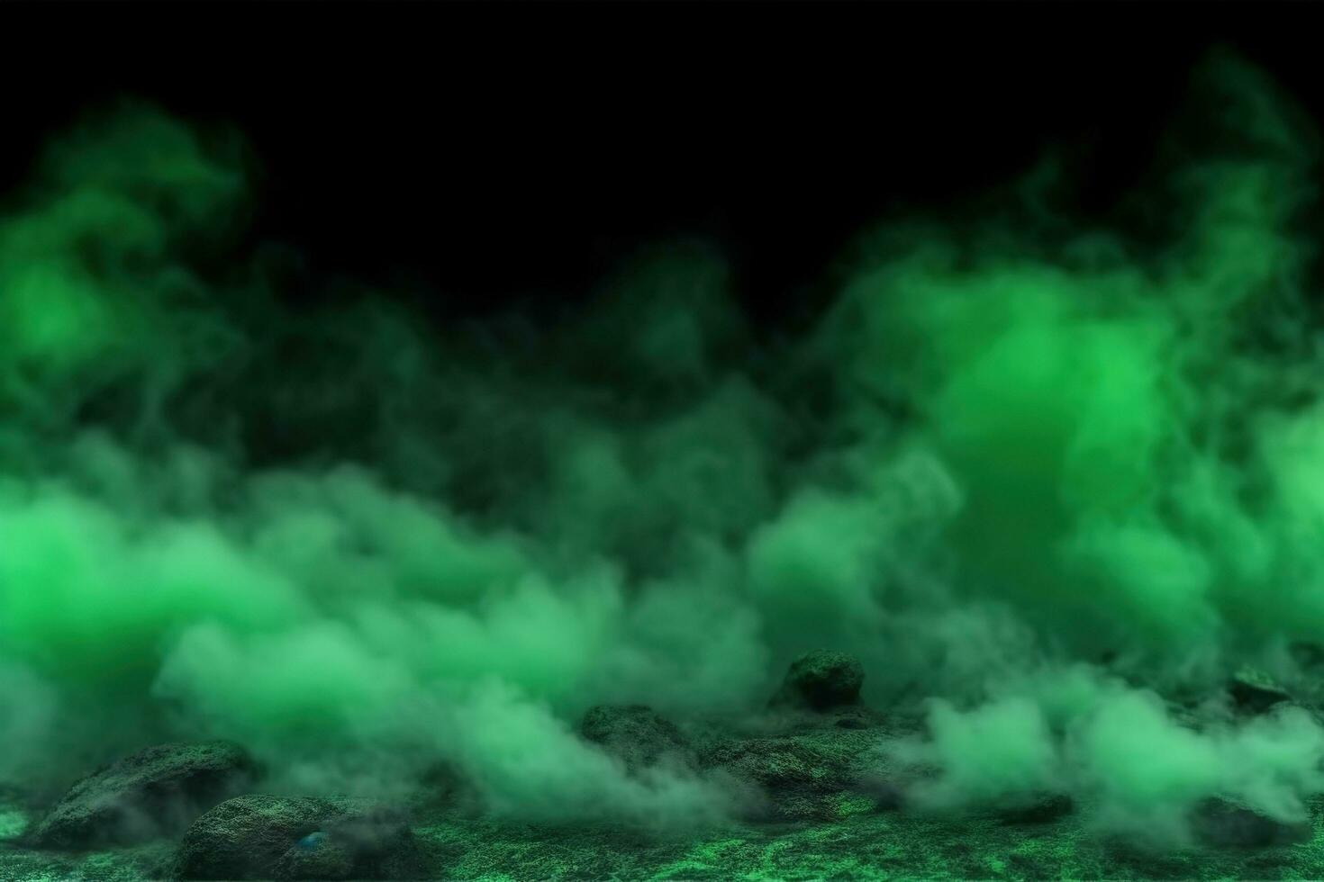 fumar antecedentes. verde niebla tóxica o niebla se extiende en suelo. ai generado foto