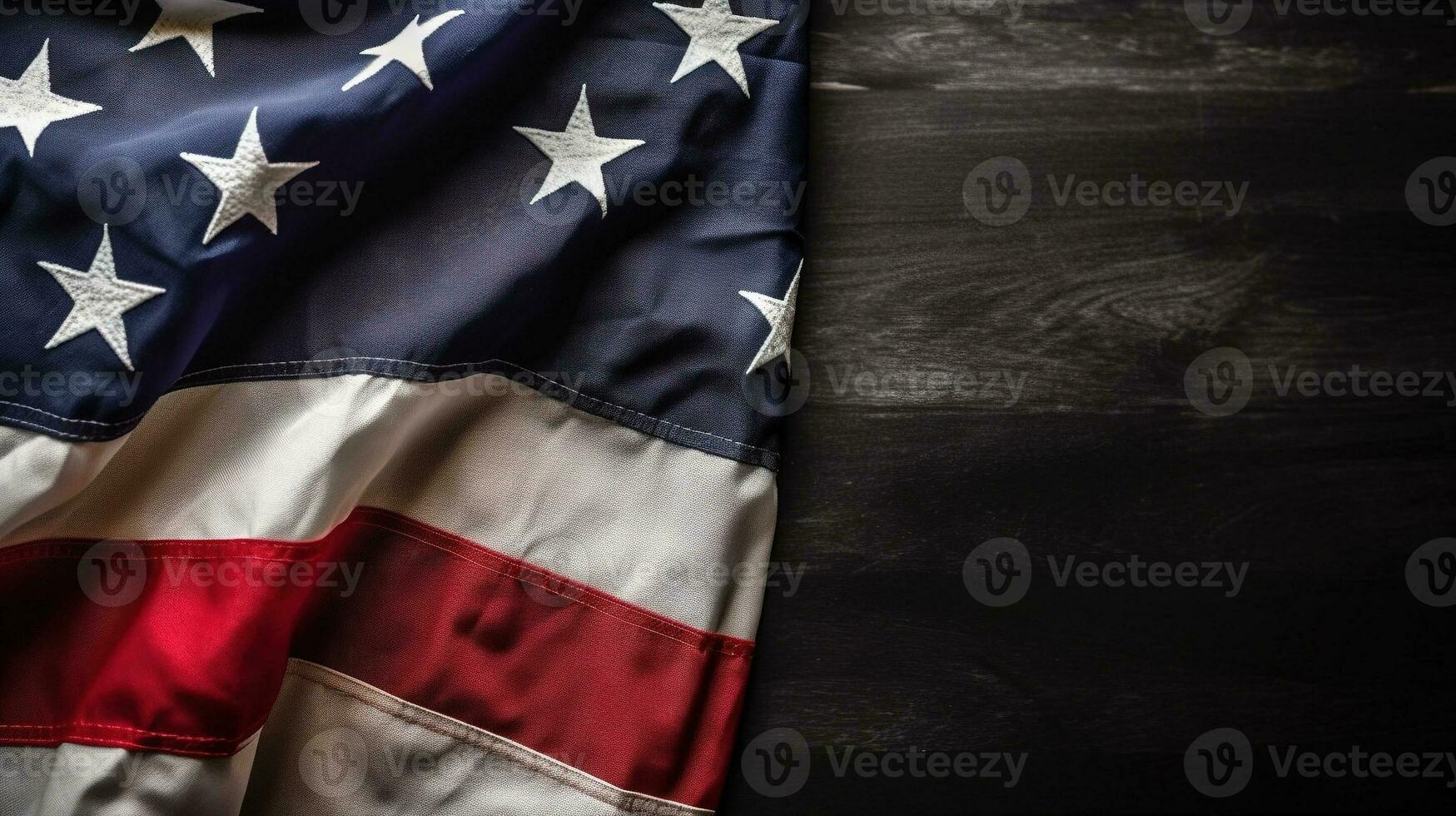americano bandera en un mesa. contento veteranos día concepto hecho desde americano bandera. ai generado foto