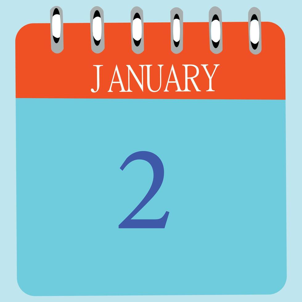 2 de enero calendario a diario icono fecha mes 26263721 Vector en