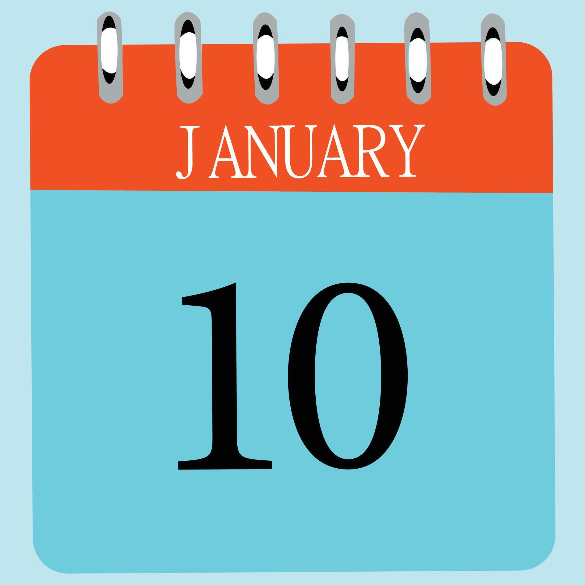 January 10 Calendar Daily Icon Date Month 26263742 Vector Art at