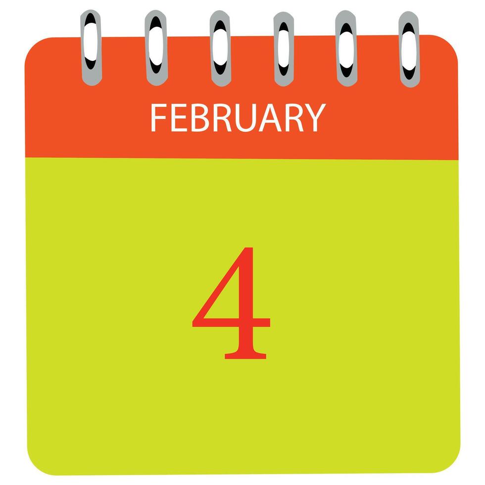 February 4 Calendar Daily Icon Date Month 26263780 Vector Art at