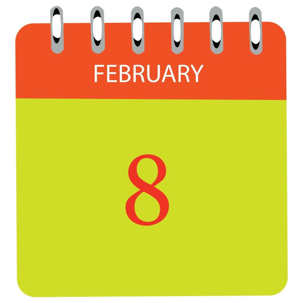 February 8 Calendar Daily Icon Date Month 26263786 Vector Art at