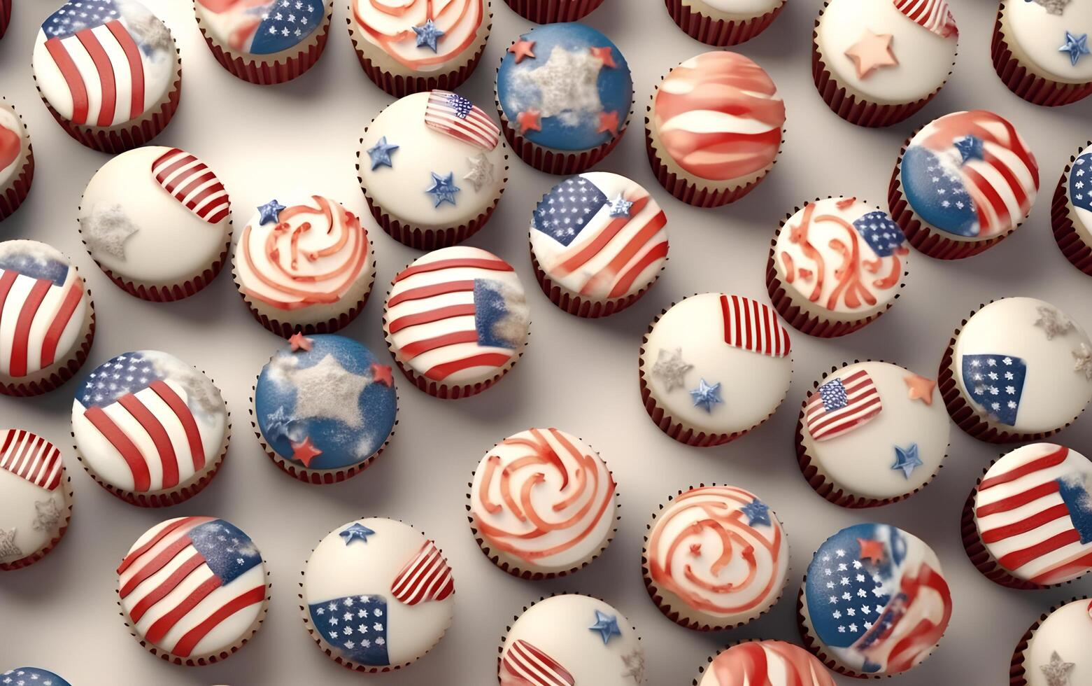 Cupcake with American flag Independence day celebration background