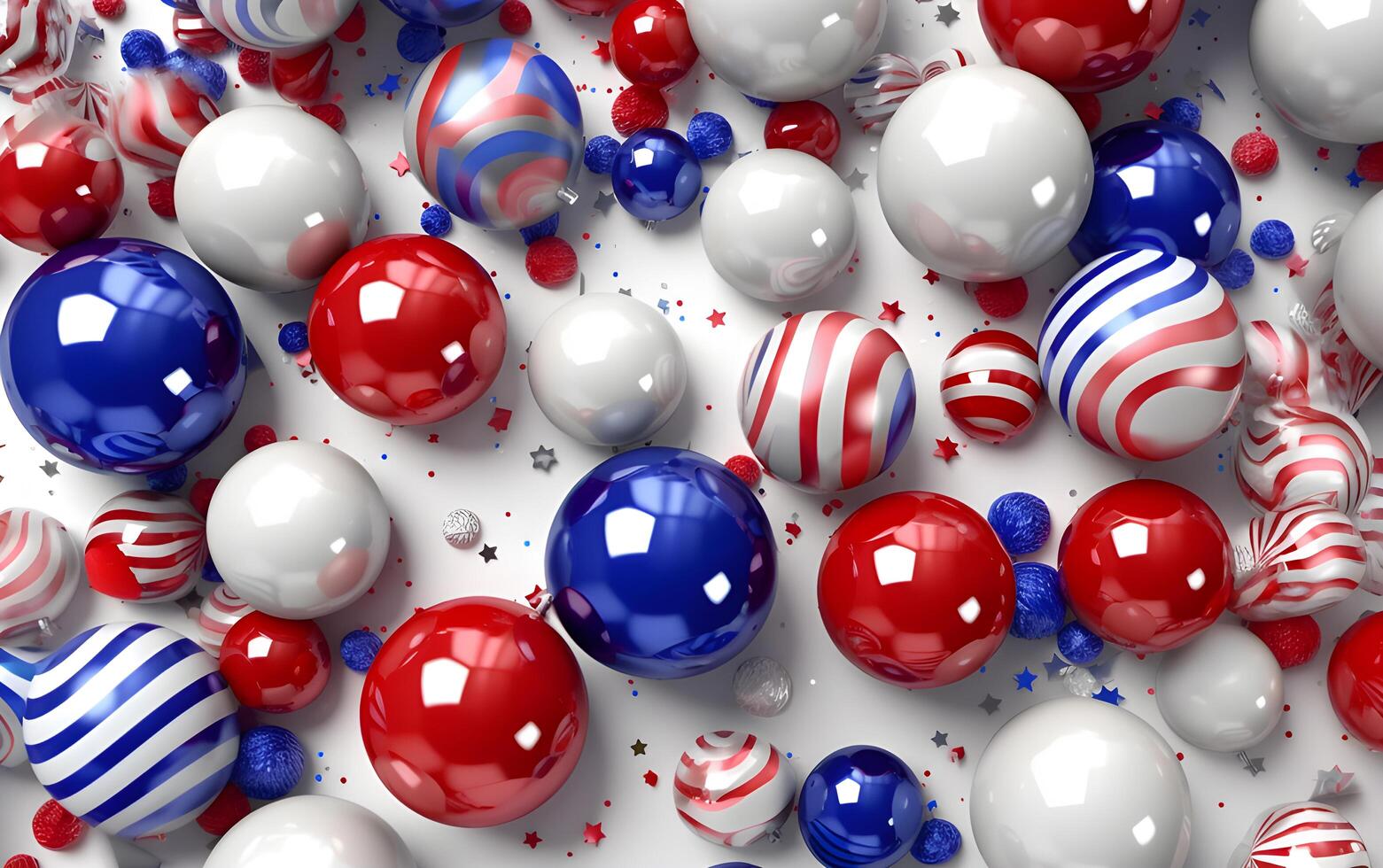 American flag with balloons on white background Independence day celebration background photo