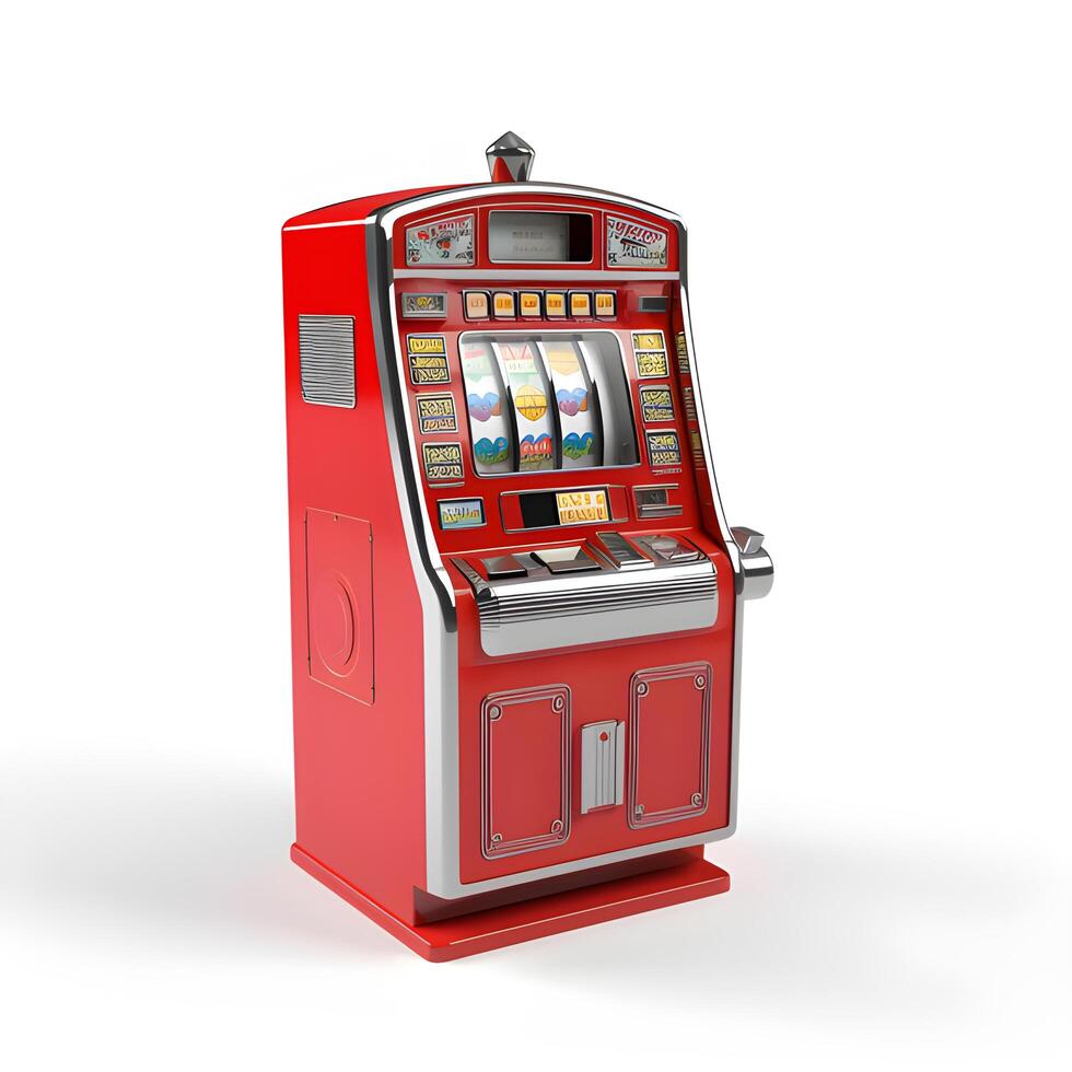 Slot machine isolated on white background. Generative AI. photo