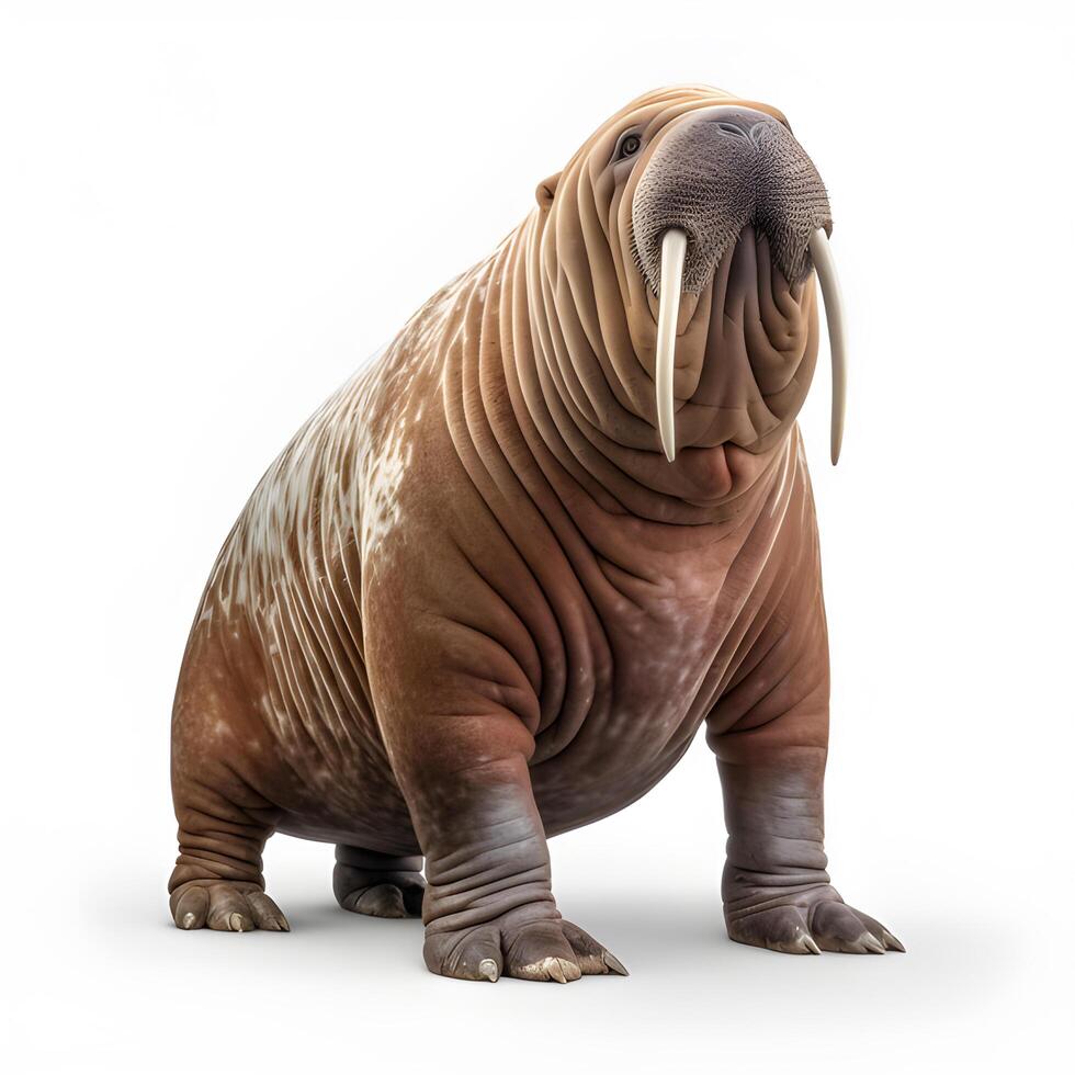 Walrus isolated on white background. Generative AI. photo