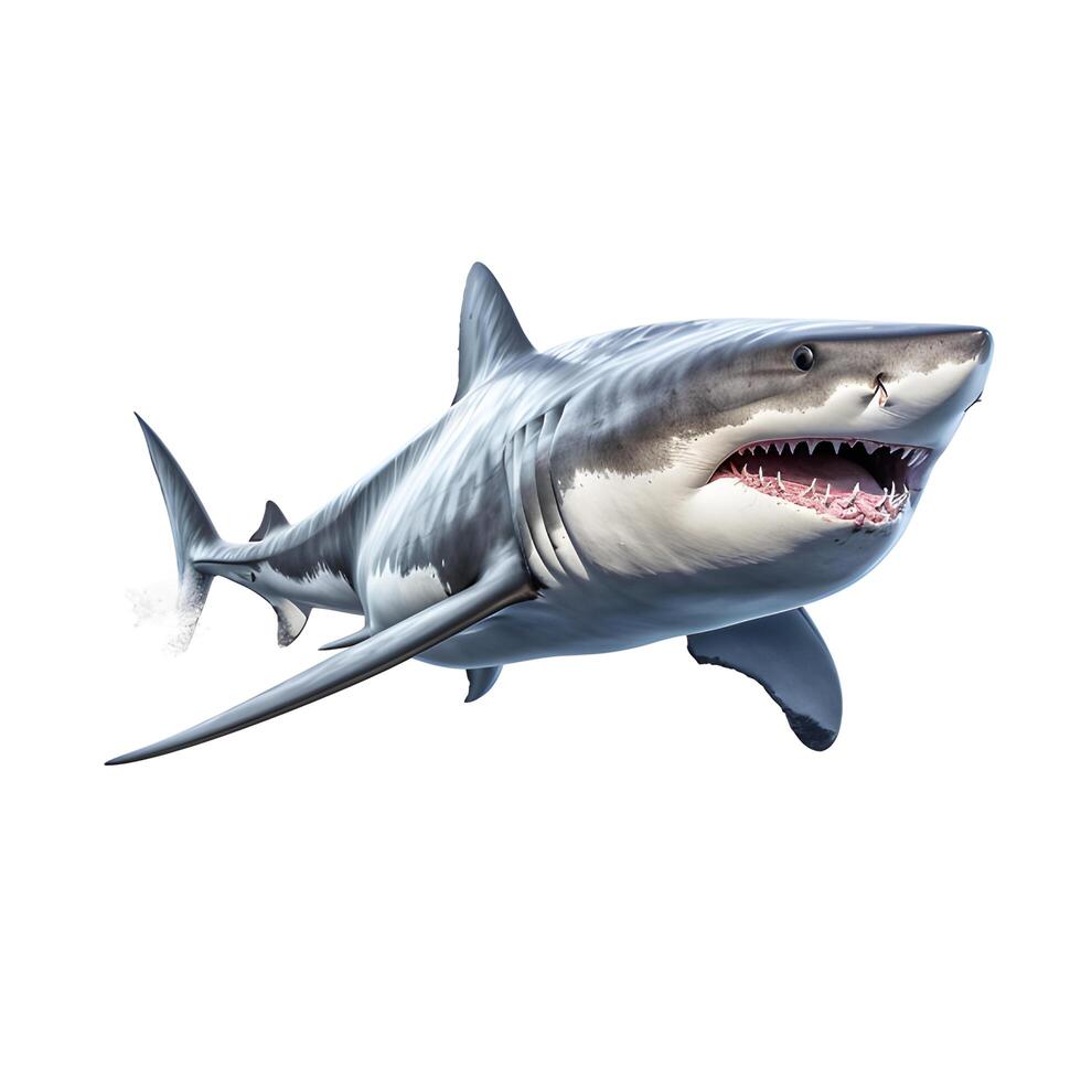 Shark isolated on white background. Generative AI. photo