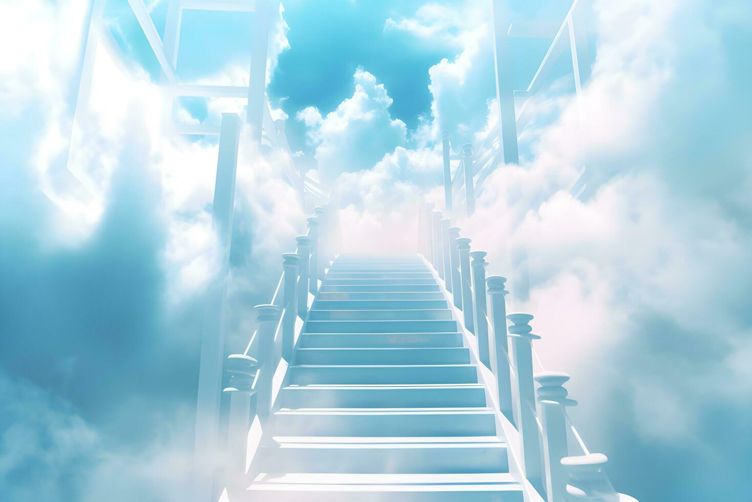 Cloud stairway to Heaven. Stairs in sky. Concept Religion background photo