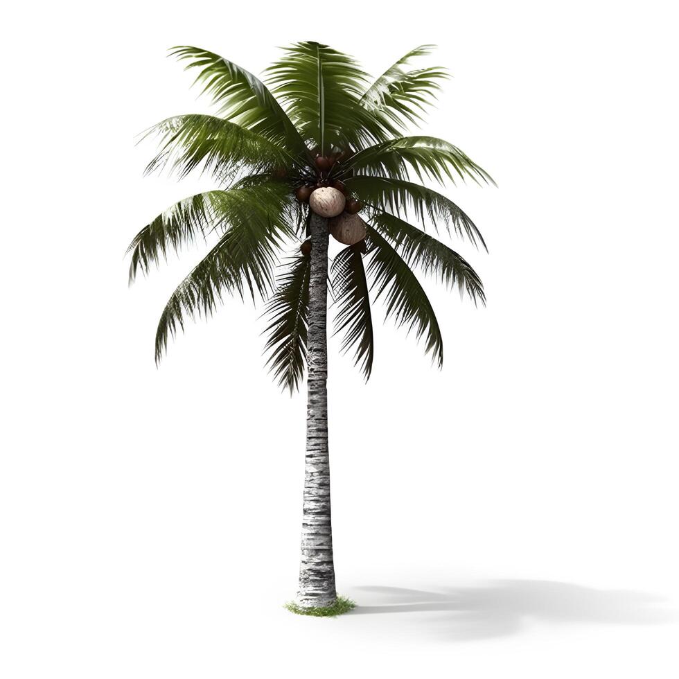 Coconut palm tree isolated on white background. photo
