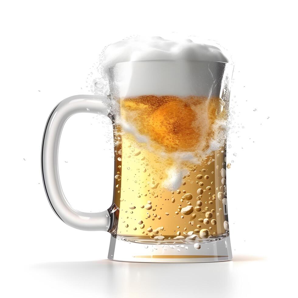 Glass of beer isolated. Generative AI photo