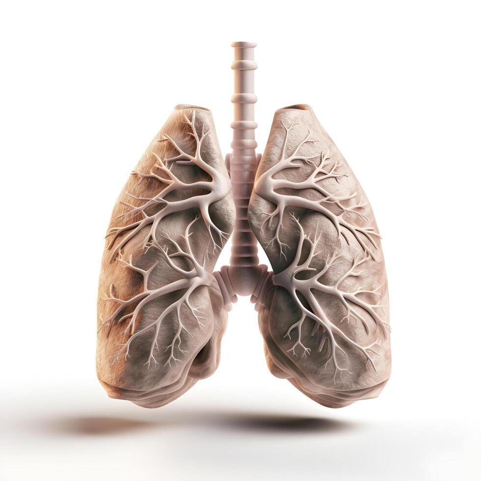 3d Human lungs on white background. Generative AI photo