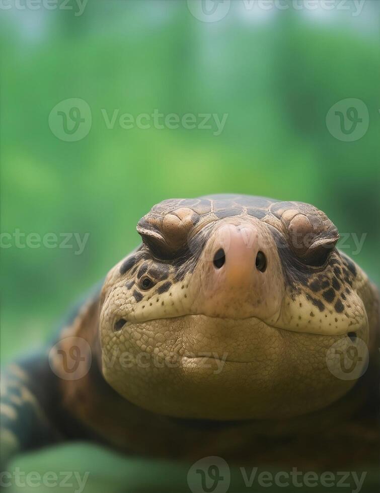 Create a playful clip art design featuring a cheerful turtle with a big smile on its face. illustration photo