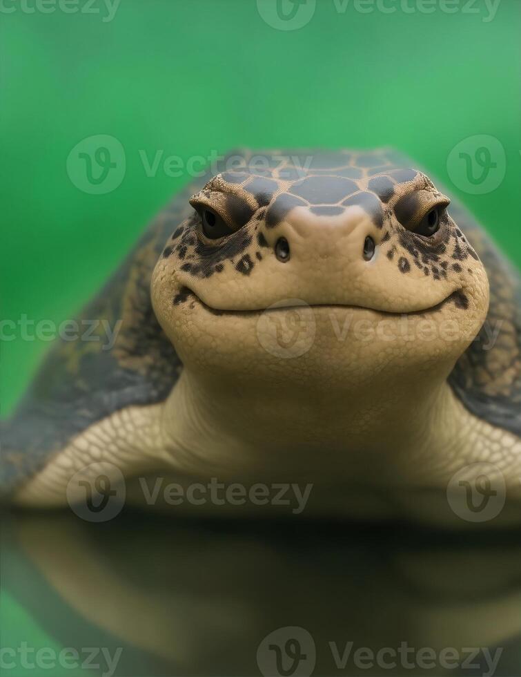 Create a playful clip art design featuring a cheerful turtle with a big smile on its face. illustration photo