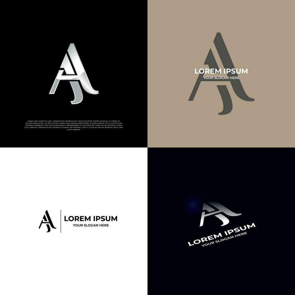 AJ Initial Modern Typography Emblem Logo Template for Business vector