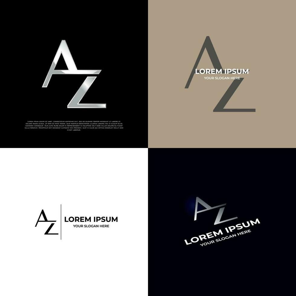 AZ Initial Modern Typography Emblem Logo Template for Business vector