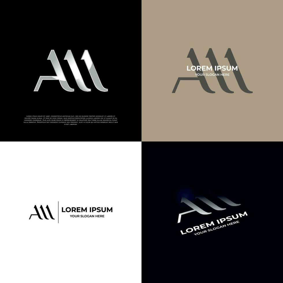 AM Initial Modern Typography Emblem Logo Template for Business vector