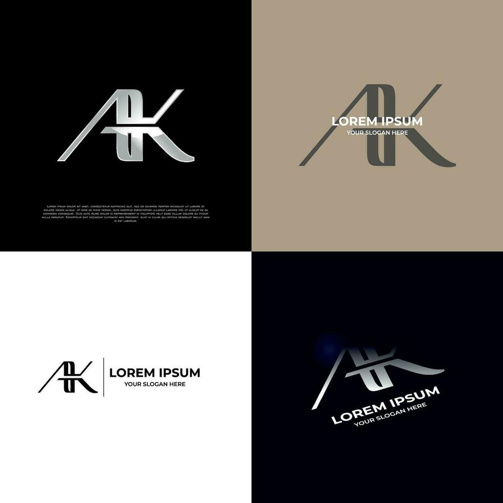 AK Initial Modern Typography Emblem Logo Template for Business vector