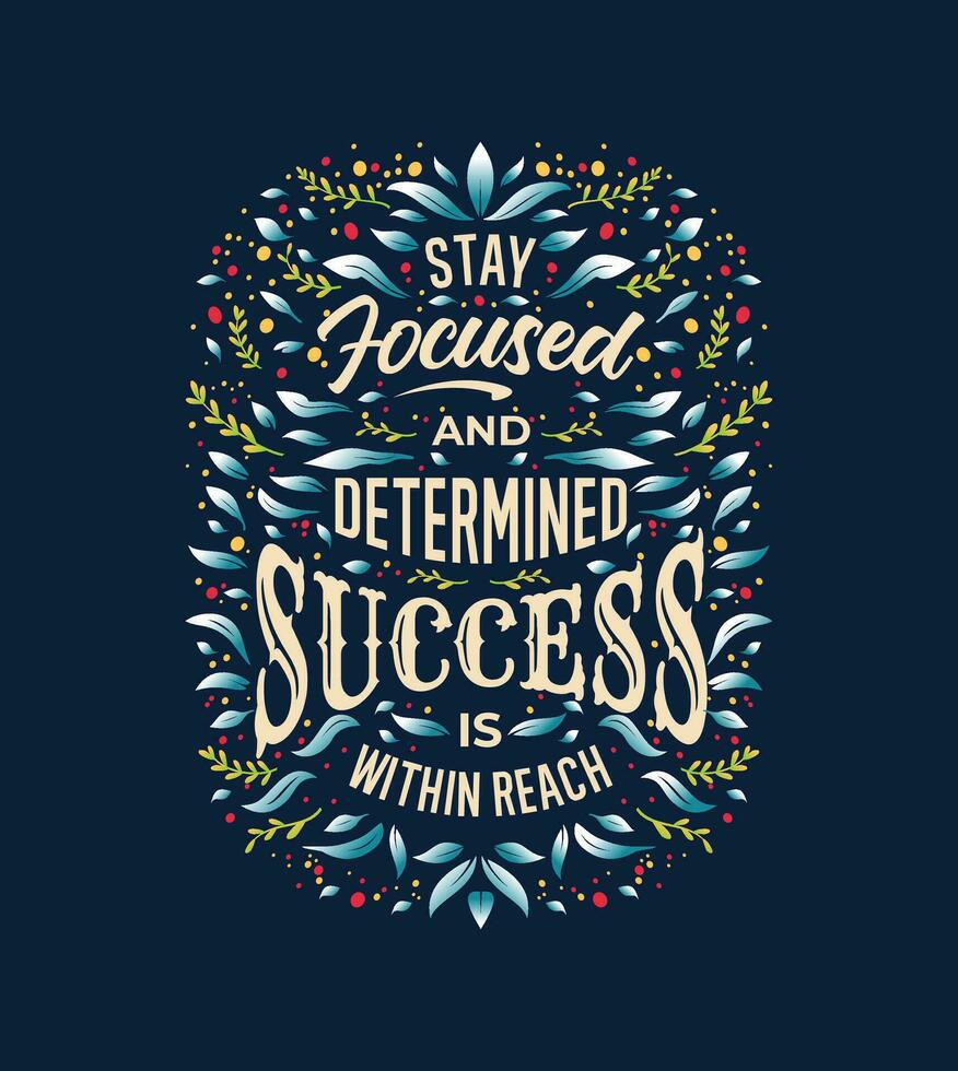 Vector Success Motivation Lettering Hand Drawn Quote Greeting Card Leaf