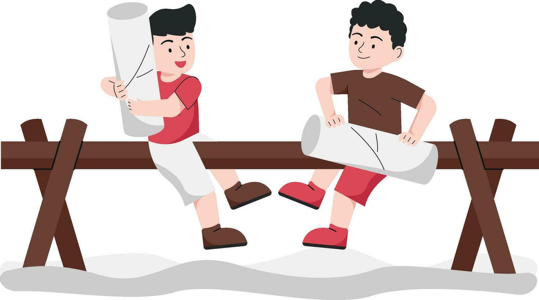 Kids Play Hit With Pillow Competition Illustration vector
