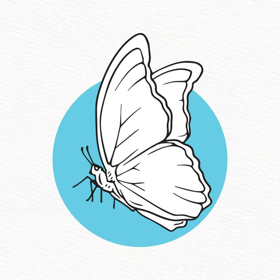 Beautiful cute butterfly line drawing clipart with abstract background vector