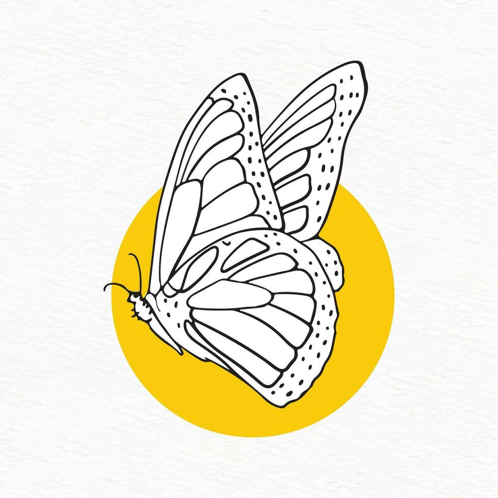 Beautiful cute butterfly line drawing clipart with abstract background vector
