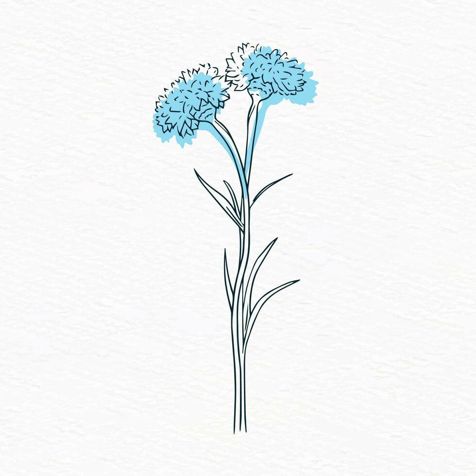 Flower line drawing with abstract background Clipart vector