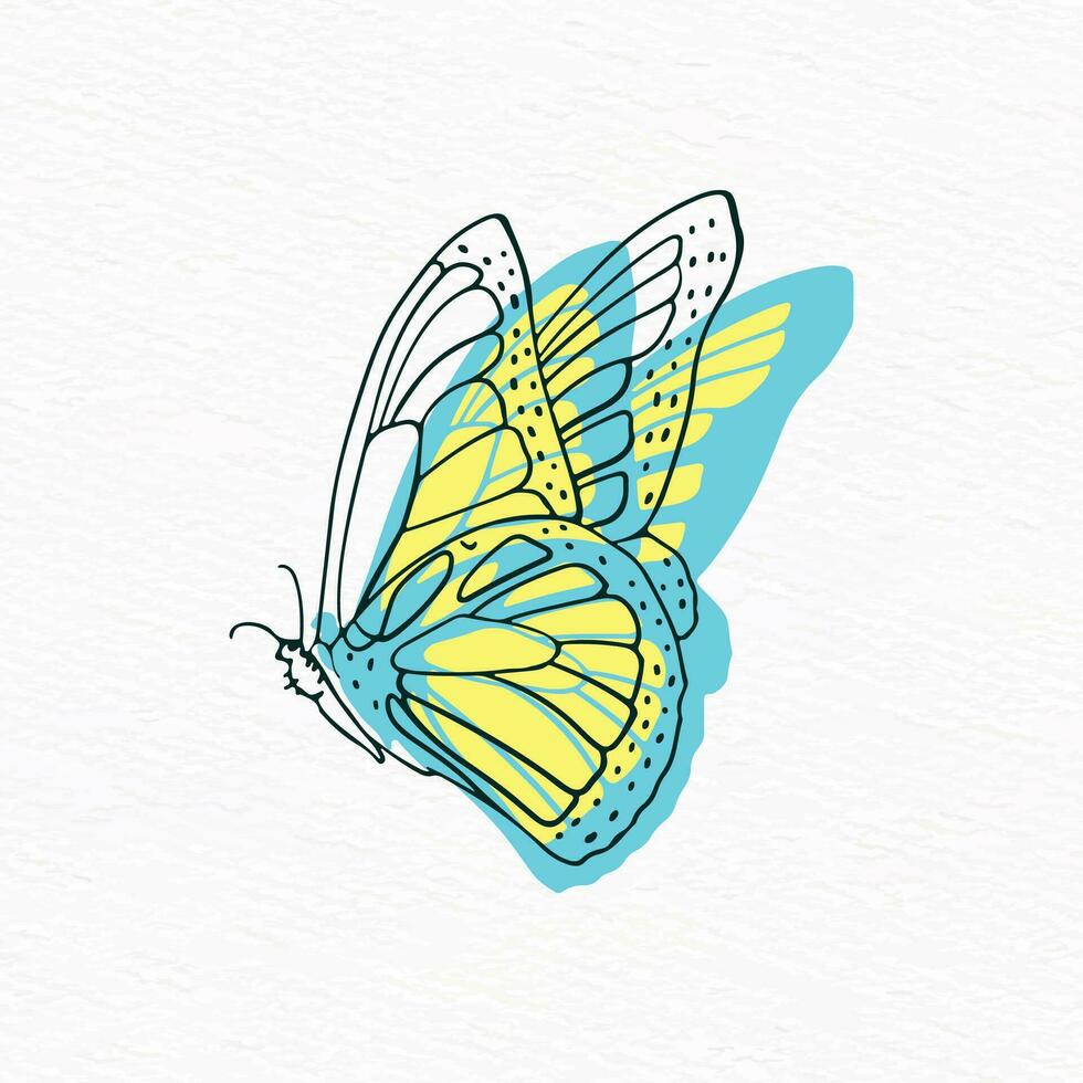 Beautiful cute butterfly line drawing clipart with abstract background vector