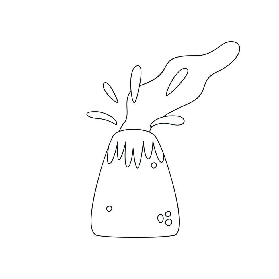 Hand drawn linear vector illustration of volcano