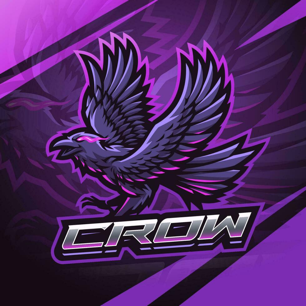 Crow esport mascot logo design vector