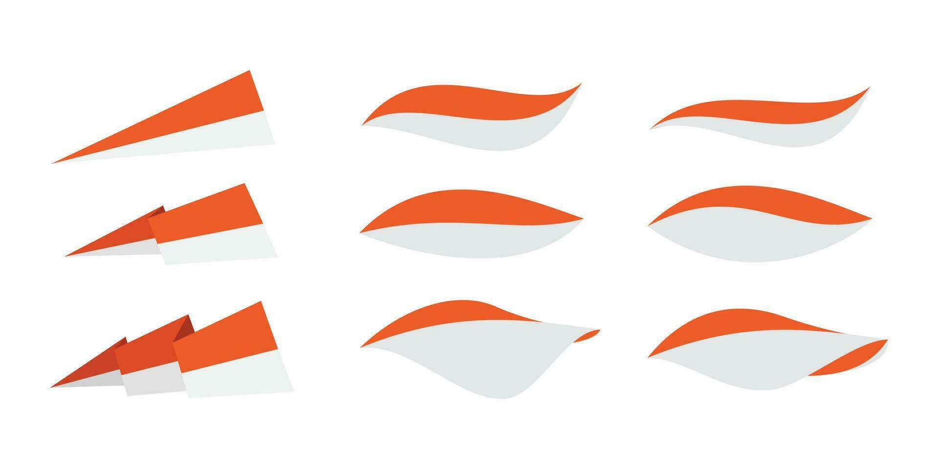 Indonesian flag set isolated vector illustration.