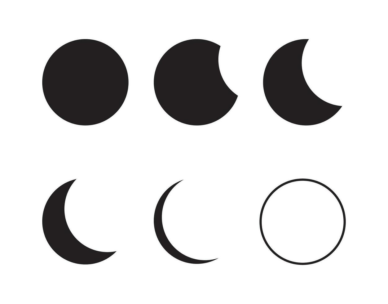 conjunto de Luna Progreso forma icono aislado vector ilustración.