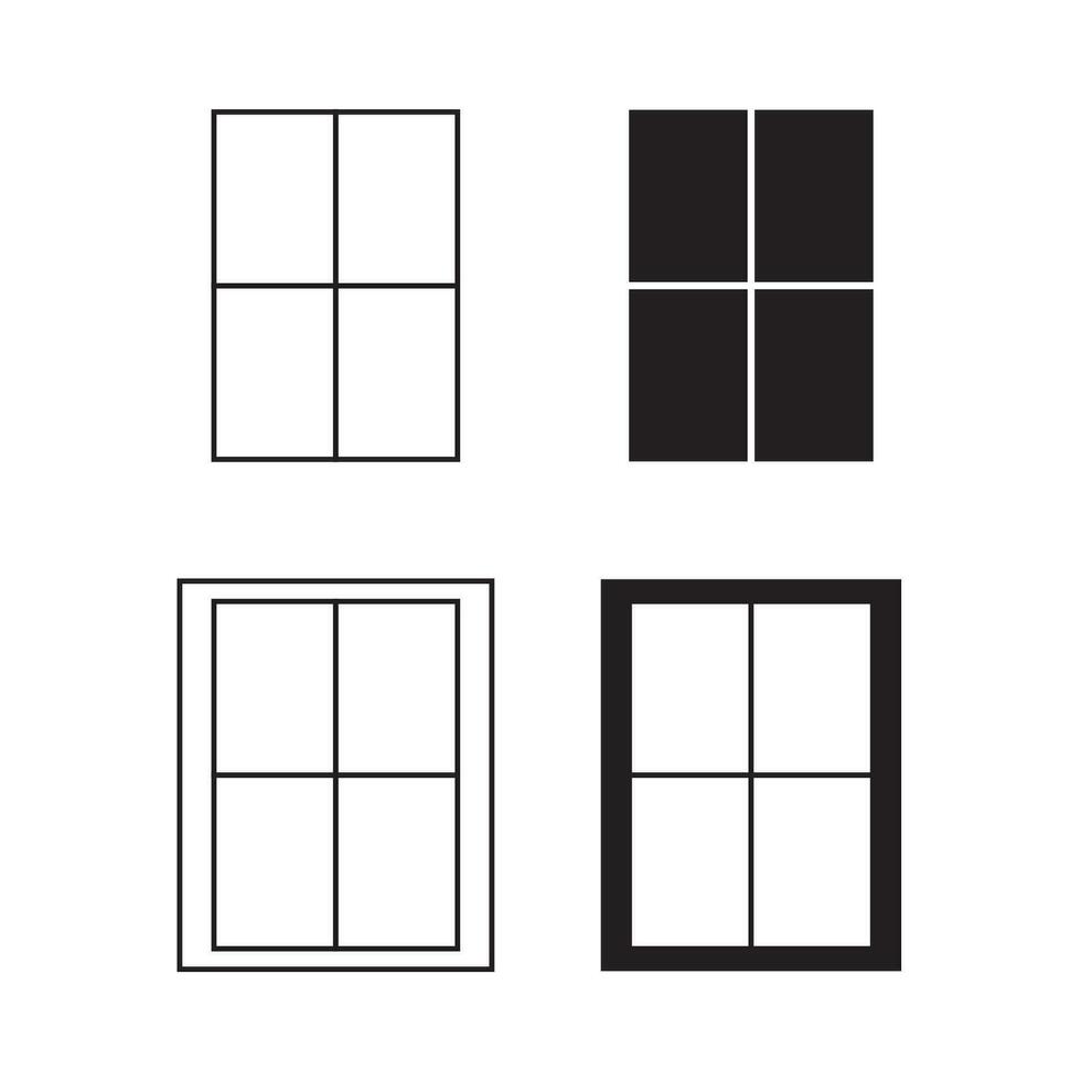 Set of window icon architecture element isolated vector illustration.