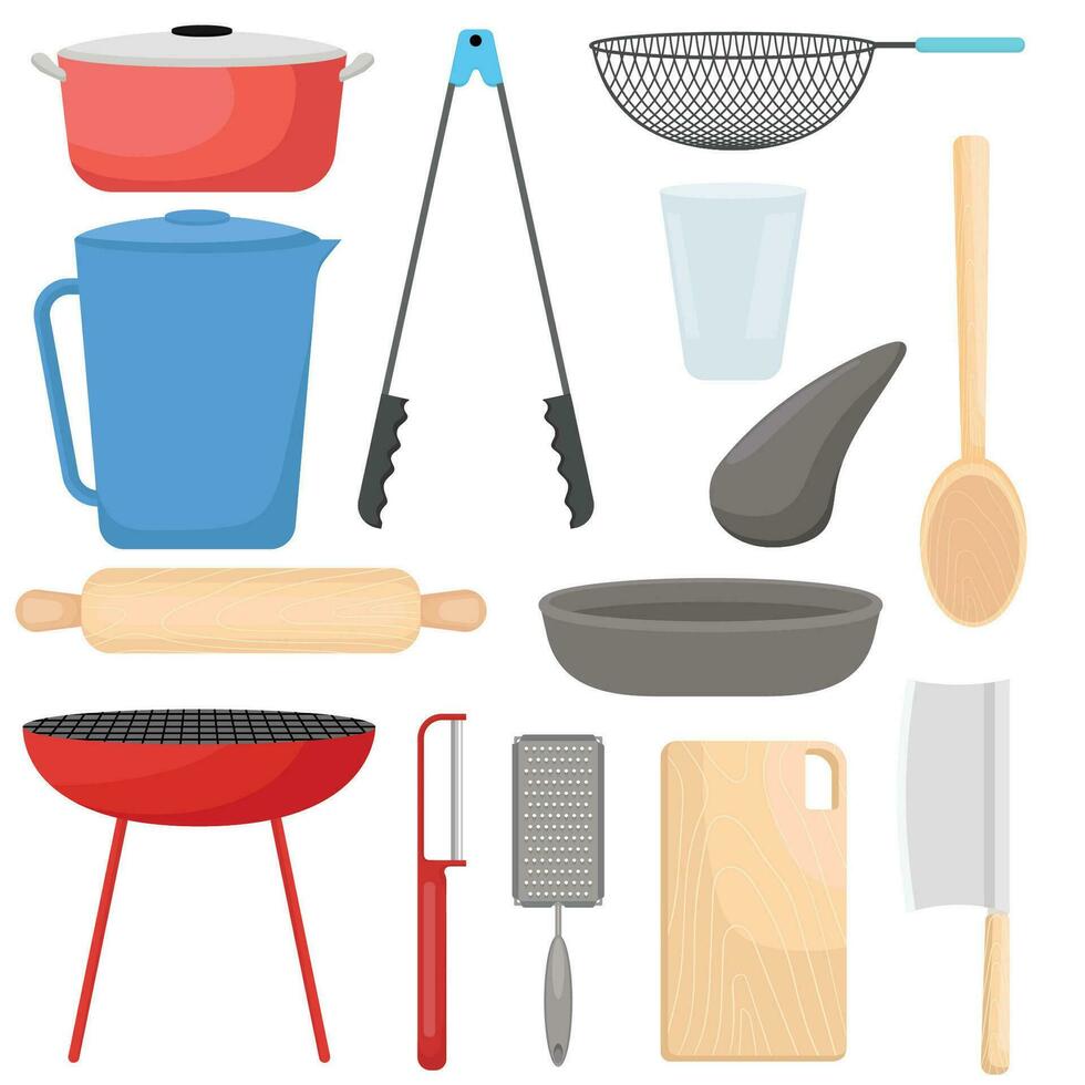 vector conjunto colección de cocina herramientas icono conjunto