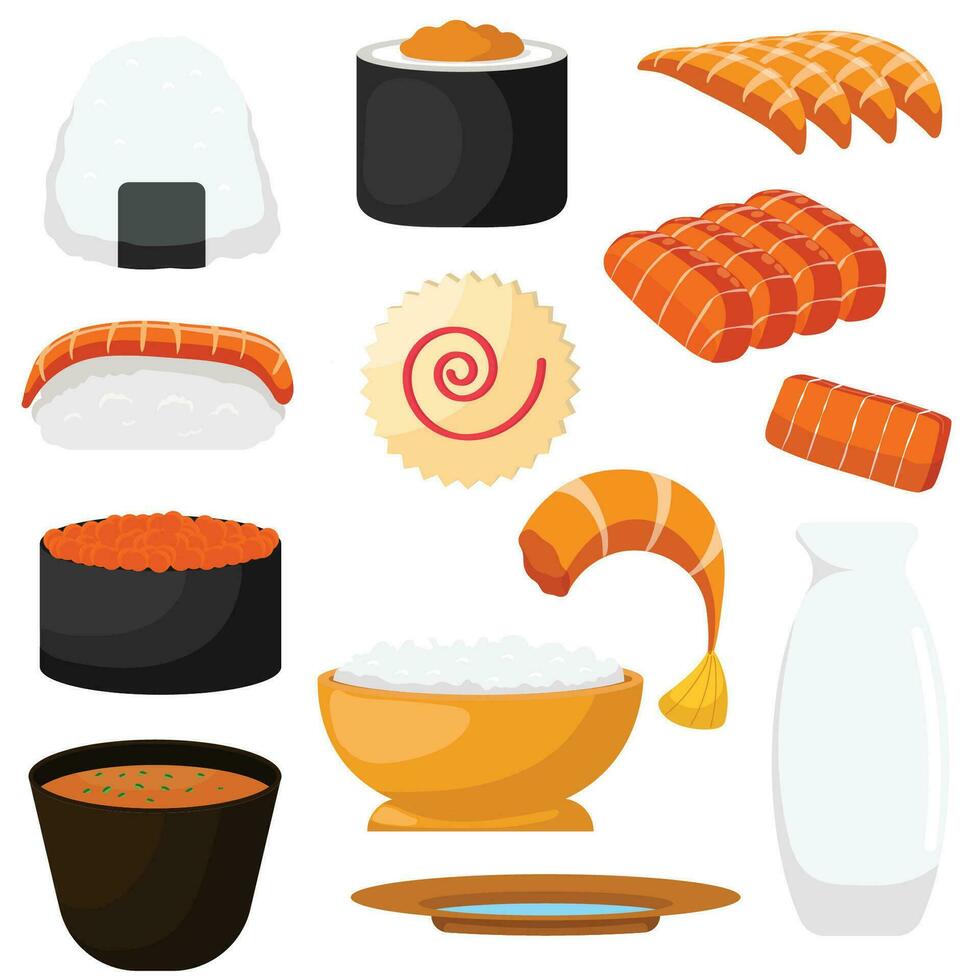 vector conjunto japonés comida colección